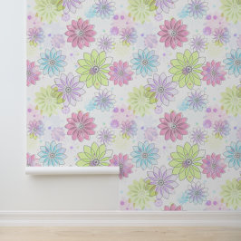 Papel Pintado Diseño de coloridas flores de margarita