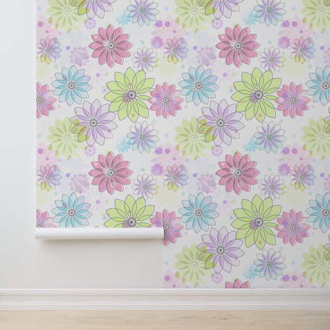 Papel Pintado Diseño de coloridas flores de margarita (Solicitud)