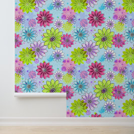 Papel Pintado Diseño de coloridas flores de margarita