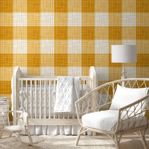 Papel Pintado Diseño de cuadros audaces amarillos y blancos a cu