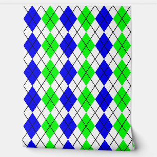 Papel Pintado Diseño de diamante argyle azul verde blanco