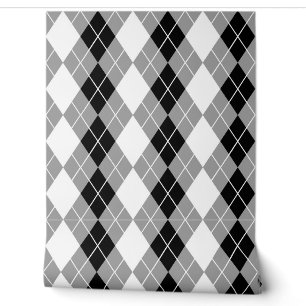 Papel Pintado Diseño de Diamante de Color Blanco Negro Gris