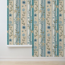 Diseño de elegancia floral costera en aqua y beige