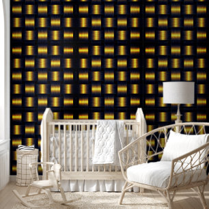 Papel Pintado Diseño de Entradas en Negro y Oro