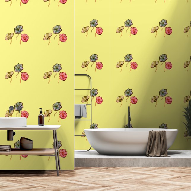 PAPEL PINTADO DISEÑO DE ESTILO DE FLORES (Baño)