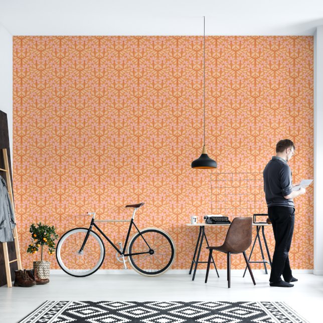 Papel Pintado Diseño de Flores Boho - Elegante y con espíritu li (Sala de estar)