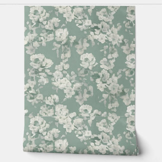 Papel Pintado Diseño de flores verdes modernas