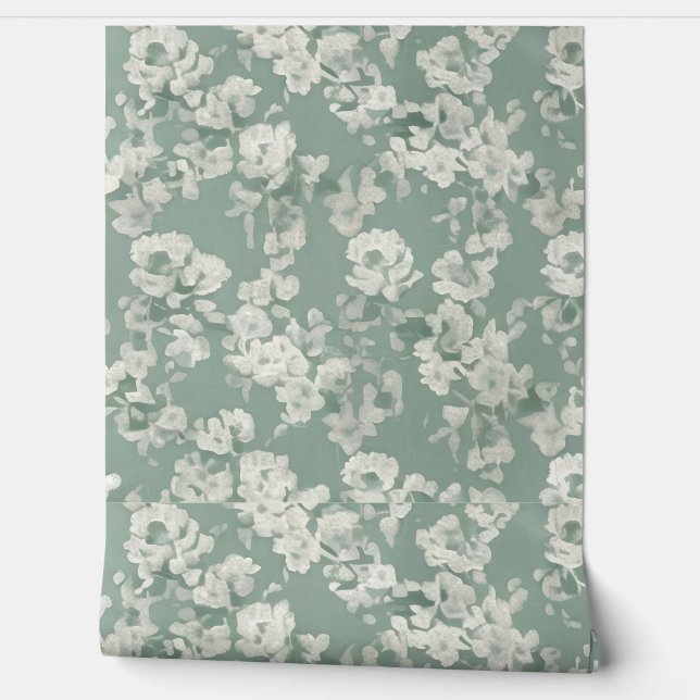 Papel Pintado Diseño de flores verdes modernas (Desenrollar)