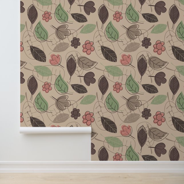 Papel Pintado Diseño de follaje de otoño terrestre (Solicitud)