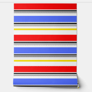 Papel Pintado Diseño de franjas blancas rojas