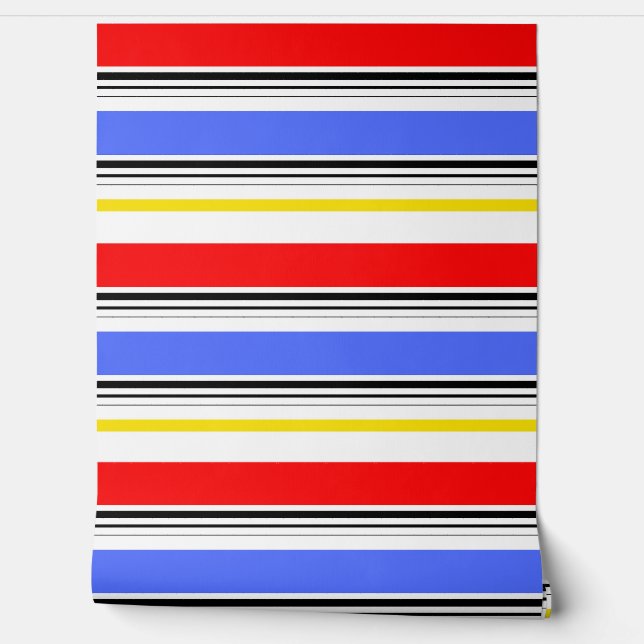 Papel Pintado Diseño de franjas blancas rojas (Desenrollar)