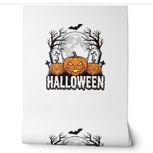 Papel Pintado Diseño de grabado vintage de calabaza de cementeri
