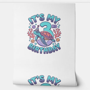 Papel Pintado Diseño de grabado vintage de tortuga para cumpleañ