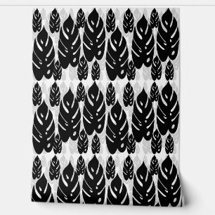 Papel Pintado Diseño de hoja blanco negro