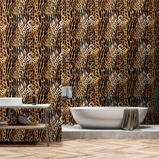 Papel Pintado Diseño de impresión asimétrica con foco de animale