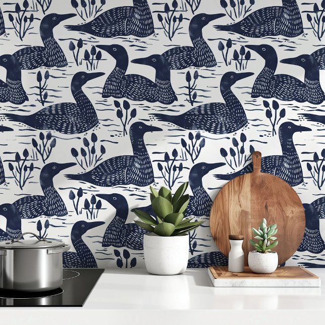 Papel Pintado Diseño de la naturaleza azul y blanca del patrón d (Subido por el creador)