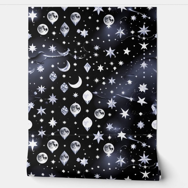 Papel pintado - Diseño de luna celestial de ónix (Desenrollar)