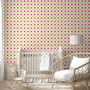 Papel Pintado Diseño de lunares blancos rojos y amarillos 