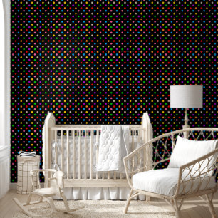 Papel Pintado Diseño de lunares de arcoíris colorido negro