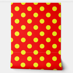 Papel Pintado Diseño de lunares rojos y amarillos