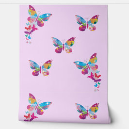 Papel Pintado Diseño de mariposas de patchwork colorido