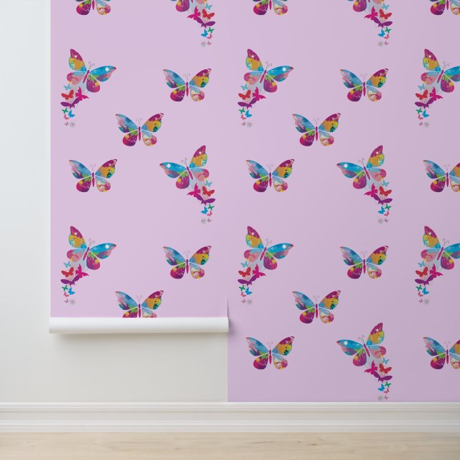 Papel Pintado Diseño de mariposas de patchwork colorido (Solicitud)