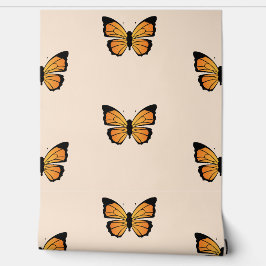 Papel Pintado Diseño de mariposas naranjas