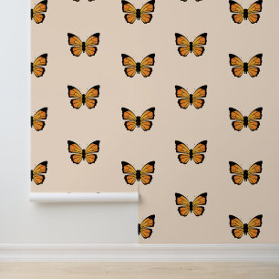 Papel Pintado Diseño de mariposas naranjas