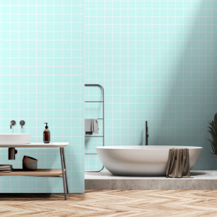 Papel Pintado Diseño de mosaico de color Verde azulado con rayas