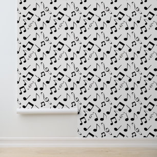 Papel Pintado Diseño de notas musicales negras