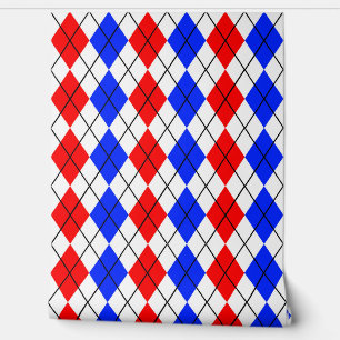 Papel Pintado Diseño de patrón de diamante azul rojo blanco