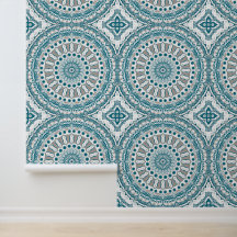 Diseño de patrón de mandala azul y taupe