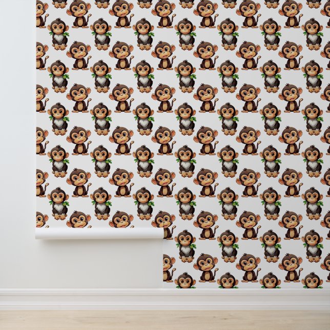 Papel Pintado Diseño de patrón de mono blanco  (Solicitud)
