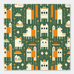 Papel Pintado Diseño de patrones de animales y casas de tipo ret