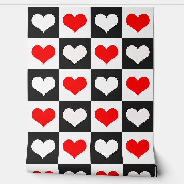Papel Pintado Diseño de patrones de corazón de amor geométrico (Desenrollar)