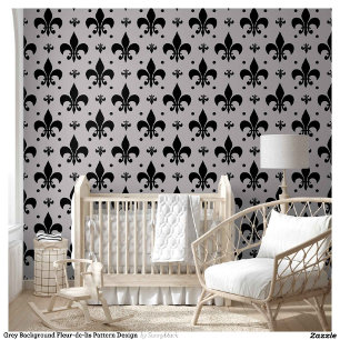 Papel Pintado Diseño de patrones de flor de fondo gris de lis