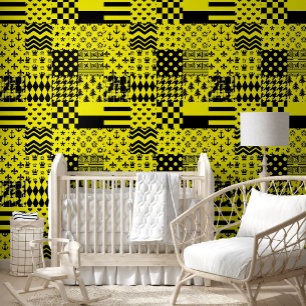 Papel Pintado Diseño de patrones mixtos amarillos negros
