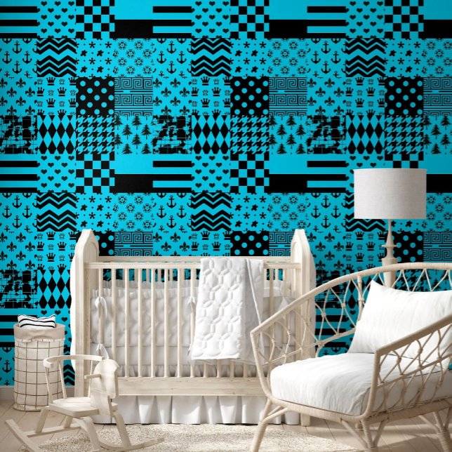 Papel Pintado Diseño de patrones mixtos azul negro (Subido por el creador)