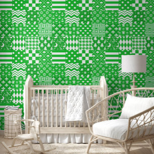 Papel Pintado Diseño de patrones mixtos de color blanco verde