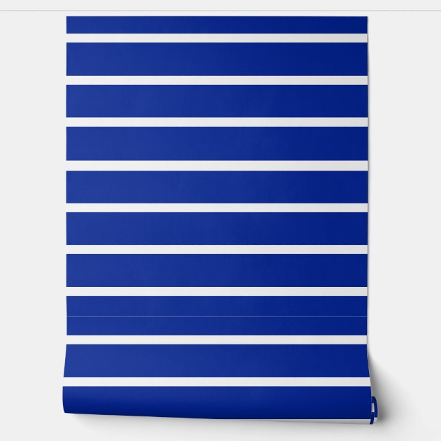 Papel Pintado Diseño de Rayas Azules y Blancas (Desenrollar)