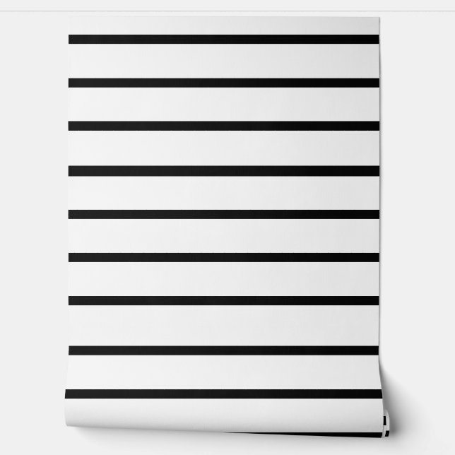 Papel Pintado Diseño de rayas blancas y negras (Desenrollar)