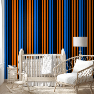 Papel Pintado Diseño de rayas verticales de naranja azulada 