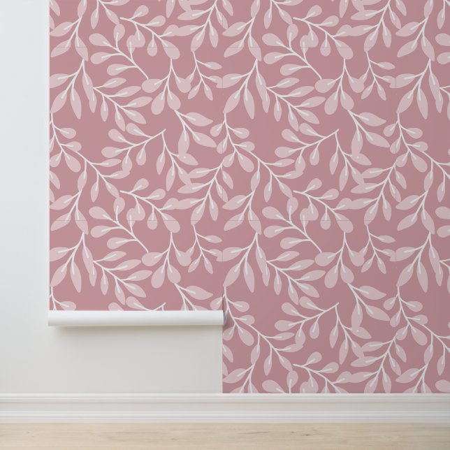 Papel Pintado Diseño de Rose Mauve Leafy (Solicitud)