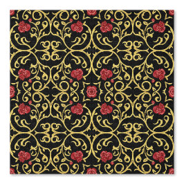Papel Pintado Diseño de roseta roja dorada lujosa