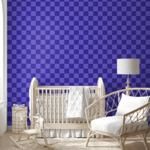 Papel Pintado Diseño de tablero de ajedrez azul simétrico