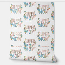 Diseño de texto floral de Super Mom