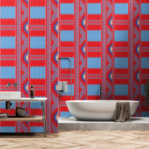 Papel Pintado diseño de un patrón rojo y azul
