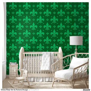 Papel Pintado Diseño del patrón de flor verde de lis
