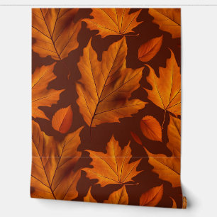 Papel Pintado Diseño del patrón de hojas de otoño en colores oto