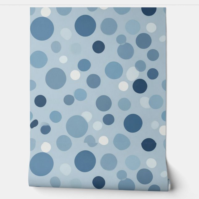 Papel Pintado Diseño del patrón de punto de polka azul (Desenrollar)